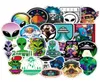 50pcslot UFO Astronauta alienígena Rocket Adesivos à prova d'água para laptop Skateboard Guitar Car Bike Motorcycle PS4 Phone Notebook Decal7357893