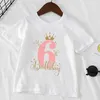 T-shirts enfants T-shirt Numéros d'anniversaire 1-10 Crown Shirt Summer Girls Birthday Tops Blanc Short Short Tees Wild Children Party Vêtements T240513