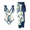 2024 2 -stycken Kvinnor Bikini Set Push Up Floral Printed Ruffle Bikinis Strappy Bandage Badkläder Brasilianska Biquini Bathing Suit 240509