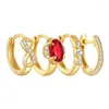Hoop kolczyki Boako 925 Sterling Srebrny Kolorowy kryształ dla kobiet Trend Fashion Ear Buckle Wedding zaręczynowy Prezent biżuterii