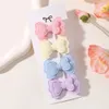 Hair Accessories 4-piece/set candy colored hair clip set suitable for girls double layered bow cute bangs hair pins cotton d240514