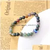 Beaded Cool Natural Stone Bead Armband 3st/Set Evil Eye Elastic Rope Howlites Agate Womens Gift Drop Delivery DHJVC