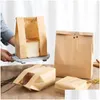 Packing Bags Wholesale 50Pcs Kraft Paper Bag With Window Bread Packaging Handmade Toast Biscuit Candy Pounches Baking Supplies Party Dhzad