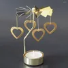 Candle Holders Spinning Rotary Metal Carousel Tea Light Holder Stand Xmas Gift Romantic Rotation Candlestick DIY Table Desk D