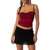 Tanks pour femmes Ruewey Femmes Sexy Sexy Rucched Sweethered Neck Tops Spaghetti Spaghetti Slee Mesh Y2K Camisole sortant Crop Top