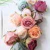 Fleurs décoratives 5pcs Silk Artificiel Round Heart Rose Head for Christmas Waths Decor Wedding Arch Accessory Home Ornemental Flowerpot