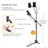 Annan elektronik teleskopisk mic golvmetall stativ flexibel mobiltelefonhållare clip Swoom Stage Bracket Microphone Stand Drop DHK54