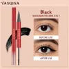 Yanqina Double Head 1에 2 개의 아이 라이너 빠른 건조 방수 메이크업 컬링 및 날씬한 눈 검은 색