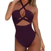 Women's Swimwear One-Piece Sexy Bikini Fashion With Bra Pads No Steel Support Swimming Costume 2024
