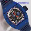 Lastest RM Wrist Watch RM030 Automatisk mekanisk klocka RM030 Men Germain Blue Ceramic NTPT kolfiber