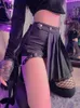 Altgoth Punk Mall Goth Shorts Falda Mujeres Y2K Egirl Streetwear Harajuku Anillo de pierna Hebilla desmontable ALT CLUB ALT Clubwear 240508