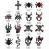 10st Gothic Punk Style Alloy 3D Nail Art Charms Heart Skeleton Cross Spider Design för Halloween Nails Decoration Accessories 240514