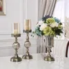 Mum tutucular lüks sütun modern romantik cam metal İskandinav tarzı düğün yemek masası bougeoir ev dekor 6