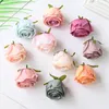 Fleurs décoratives 5pcs Silk Artificiel Round Heart Rose Head for Christmas Waths Decor Wedding Arch Accessory Home Ornemental Flowerpot