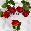 Decorative Flowers Rose Red Velvet Single Artificial Flower Wedding Bridesmaid Home Decoration