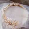 Clip per capelli Opal Crystal Flower Women Crown Crown Bridal Headband Gold Color Girls Party Prom Accessori fatti a mano