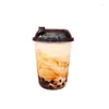 使い捨てカップストロー50pcsネットレッドフラミンゴクリアプラスチックuシェイプクリエイティブバブルティーカップ蓋付きコーヒーを飲む500ml