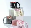 Double Layer Round Flower Paper Boxes with Ribbon Creative Rose Bouquet Gift Wrap Packaging Cardboard Box Valentine039s Day Wed3101380