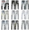 Designer Mens Purple Jean Pantalon long empilé KSUBI Ripped High Street Brand Patch Hole Denim Straitement Streetwear Silm 28-40