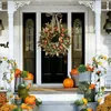 Decorative Flowers 45cm Thanksgiving Wreath Harvest Festival Frost-Leaf Garland Pomegranate On The Door Artificial Flower Ornaments