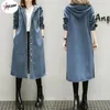 Jaquetas femininas Pulabo Y2K XL-5XL Plus Big Size Denim Coat Women Women Spring Autumn Winter Feminina Moda Thin Longo Longo Jean Trench feminino