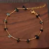 Rostfritt stål Hot Selling Colored Gravel Gold Link Chain Armband Fashion Natural Stone Crystal Beads Armband för kvinnor