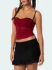 Kvinnors tankar Ruewey Women s Sexiga Ruched Sweetheart Neck Tank Topps ärmlös spaghetti -rem Sheer Mesh Y2K Camisole som går ut Crop Top