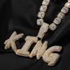 Tilt Burr Letters A-Z Nombre personalizado Collares colgantes 5a circón de oro real chapado completo