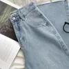 Jeans feminino vintage azul claro lavado com cintura alta de largura reta Love calças casuais
