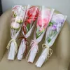 Geschenkomschakeling 10 PCS Transparante bloemenverpakkingszak Waterdichte cellofaan Kraft Paper Bouquet Cover Packaging Valentijnsdag