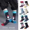 Herensokken Happy Mens Dames Nieuwheid Cartoon Sock Combed Cotton Funny Big Size Crew Casual Hip Hop Dik Long