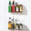 Kitchen Storage WORTHBUY Seasoning Bottle Shelf Wall Mounted Spice Rack Cabinet Door Transparent Plastic Organizer Box