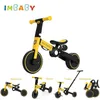 Wózki# Imbaby Baby Tricycle 4 w 1 składany wózek dziecięcy Równowaga Rower Kick Scooter Portable Childrens Walkier Walking Car T240509