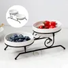 Plates Retro 2 Layer Fruit Plate Cookies Cupcake Stand Dinner Candy Tart Pie Display Serving Centrepiece