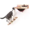 猫の家具スクラッダー1PCウォールに取り付けられたハンモックベッドペット子猫壁棚セットは、木製のスクラッチクライミングポストツリーハウスをDHFF3に