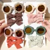 Accessoires de cheveux 3pcs / ensemble Coton Bows Clips de cheveux Lunettes de soleil pour enfants filles mignonnes Vintage Sun Verres de fleur cool Headwear Accessoires de cheveux Cadeaux