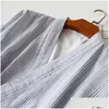 민족 의류 커플 스트라이프 일본 스타일 면화 yukata 여자 Haori 잠자기 남자 사무라이 의상 긴 가운 잠옷 일본 dhcc4