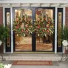 Decorative Flowers 45cm Thanksgiving Wreath Harvest Festival Frost-Leaf Garland Pomegranate On The Door Artificial Flower Ornaments