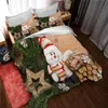 Постилочные комплекты Рождественский Санта -Печатный комплект 3 кусок одеяла наволочка с двойной хлопковой кроватью подарок для детей