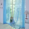 Window Stickers 1 PCS Pure Color Tulle Door Curtain Drape Panel Sheer Scarf Valances Sheet Screen Semi Transparent Bedroom Living