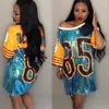 Casual Dresses Women Loose 85 Numbers Sequin T Shirt Dress Mini Hip-Hop Lång överdimensionerad pärlor Cheerleaders Dance Performance Tops