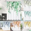 Zasłony prysznicowe zieleń liść osłona łazienka winorośl kwiat nordaniczny minimalistyczny minimalistyczny poliester wystrój domu