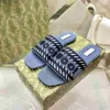 Top Designers Sandals Luxury Vintage Slippers Light Blue Beach Womens Casual Flat Shoes Summer Fall Mules Script Denim Slide Sandal Size 35-41