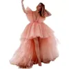 2022 Sweet High Low Rose Puffy Robes de bal profond Princesse en V V-colme Bref avant Long arrière du soir Tulle Robes de fête Teen Girls Pageant WEA 227C