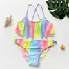 Dwuczęściowe wysokiej jakości bikini bikini set Falbala Childrens garnitur Dwuczęściowe stroje kąpielowe dla dziewcząt w wieku 2-16L2405