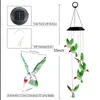 Dekorativa figurer ledde färgglada solenergi Vindklockan Vattentät 7 Färger Förändrande Windchime Hummingbird Farterfly Light for Garden