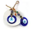 Dekorative Figuren Lucky Eye Glass Blau türkisch böser Anhänger Makrame Wand hängende handgefertigte Dekor Boho Home Dekoration Geschenk