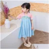 Robe de vêtements ethniques style chinois rétro fille hanfu fille mignonne enfants à manches courtes impd cheongsam qipao 2023 livraison de drop bleue rose ap dhu3c