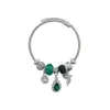 C&J Rhinestone Alloy Emerald Gemstone Dolphin Beaded Accessories Pendant Adjustable Women Fashion Jewelry Bangles Bracelets