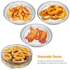 Caldeiras duplas de três camadas de fritadeira de ar de 3 camadas de aço inoxidável rack de vapor empilhável anti-rust de limpeza com cozinha de silicone para pés